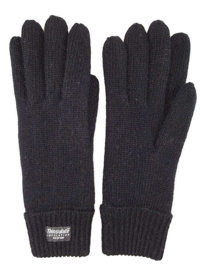 BRUCERIVER Ladie's Wool Knit Gloves with Thinsulate Lining Size M (Black) - Image 2